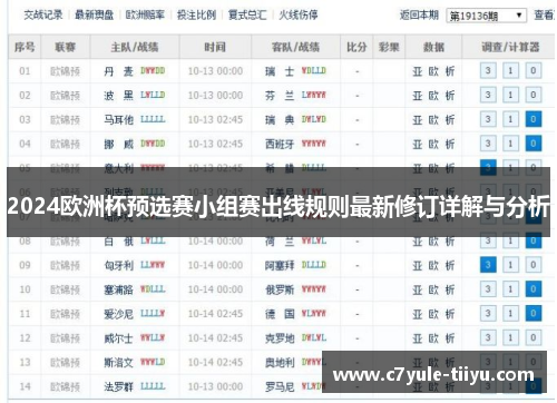 2024欧洲杯预选赛小组赛出线规则最新修订详解与分析